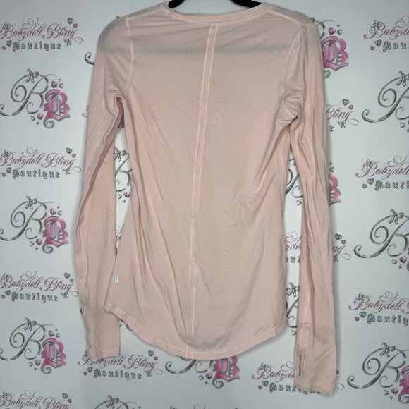 Lululemon long sleeve stretchy pink top logo on back soft buttery workout yoga - Picture 4 of 9